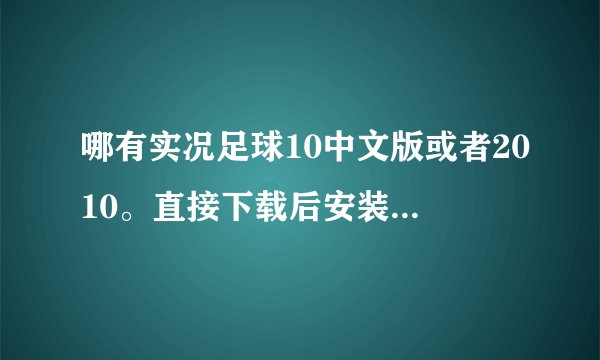 哪有实况足球10中文版或者2010。直接下载后安装就能玩的？