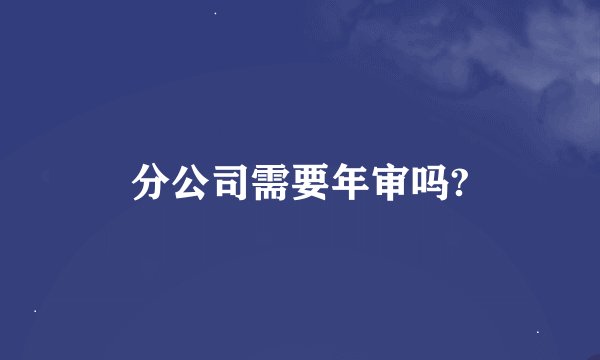 分公司需要年审吗?