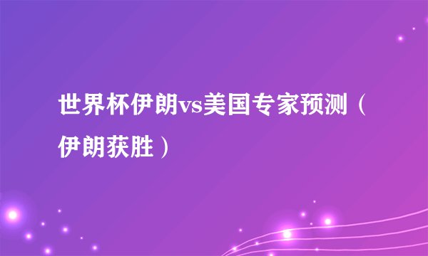 世界杯伊朗vs美国专家预测（伊朗获胜）
