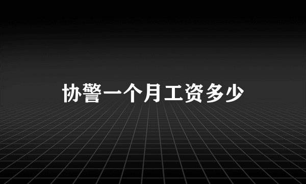 协警一个月工资多少