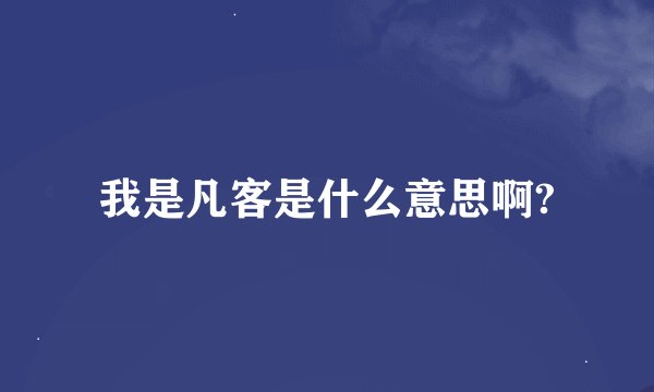 我是凡客是什么意思啊?