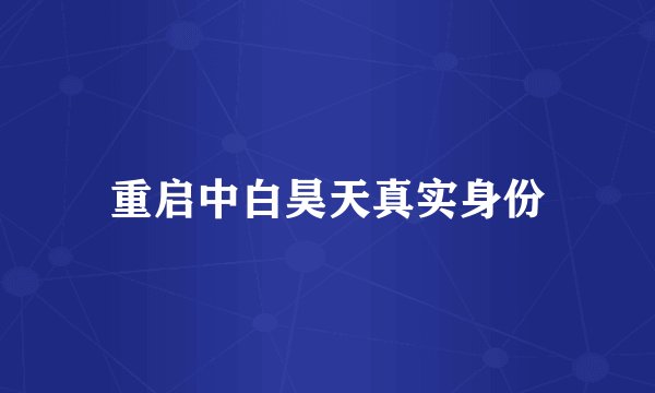 重启中白昊天真实身份