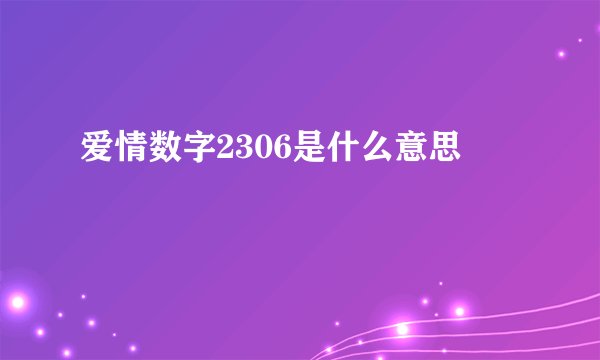 爱情数字2306是什么意思