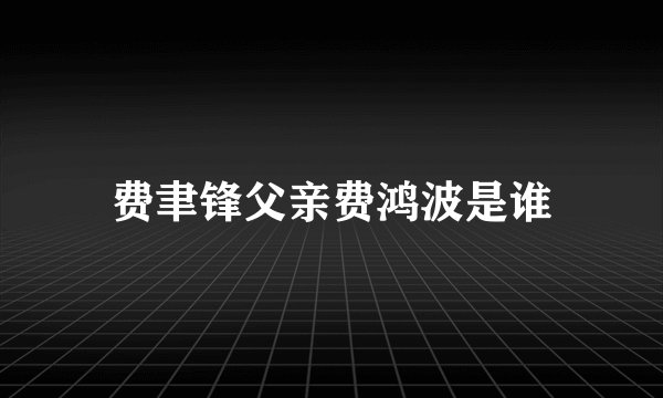 费聿锋父亲费鸿波是谁