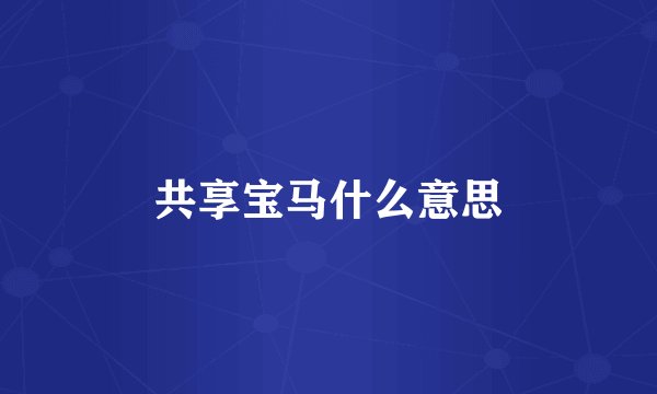 共享宝马什么意思