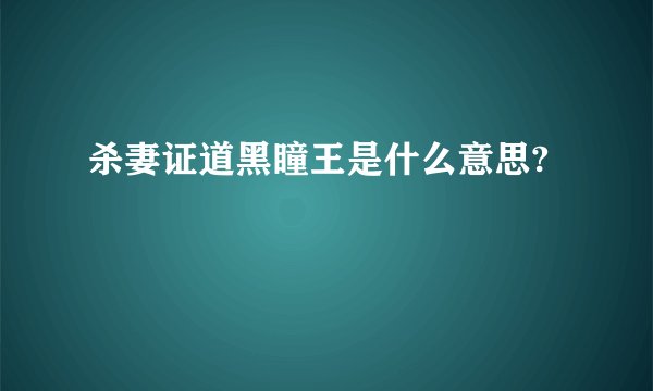 杀妻证道黑瞳王是什么意思?