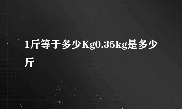 1斤等于多少Kg0.35kg是多少斤