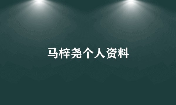 马梓尧个人资料