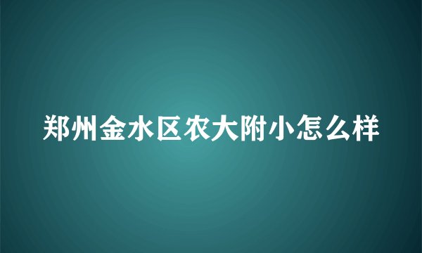 郑州金水区农大附小怎么样