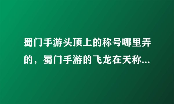 蜀门手游头顶上的称号哪里弄的，蜀门手游的飞龙在天称号怎么获得