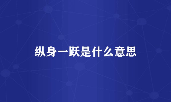 纵身一跃是什么意思