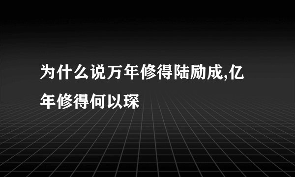 为什么说万年修得陆励成,亿年修得何以琛