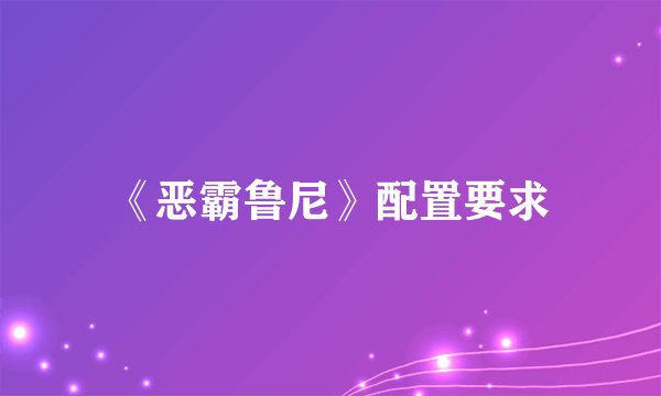 《恶霸鲁尼》配置要求
