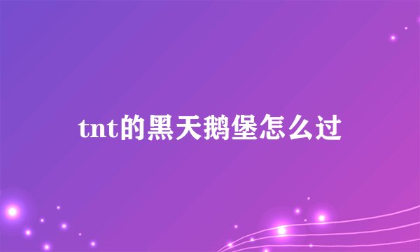 tnt的黑天鹅堡怎么过