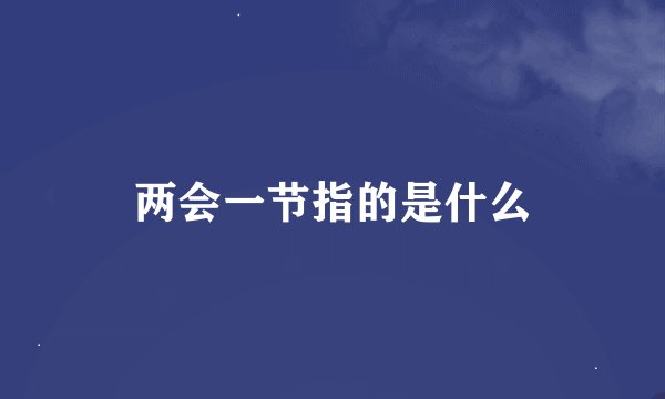 两会一节指的是什么