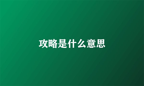 攻略是什么意思