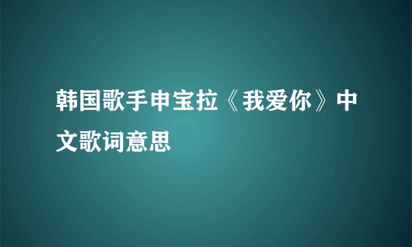 韩国歌手申宝拉《我爱你》中文歌词意思