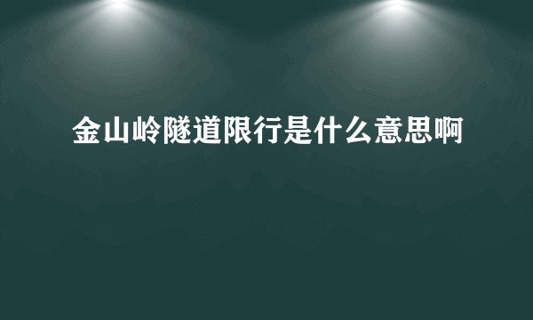 金山岭隧道限行是什么意思啊
