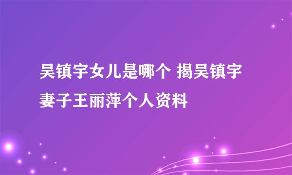 吴镇宇女儿是哪个 揭吴镇宇妻子王丽萍个人资料