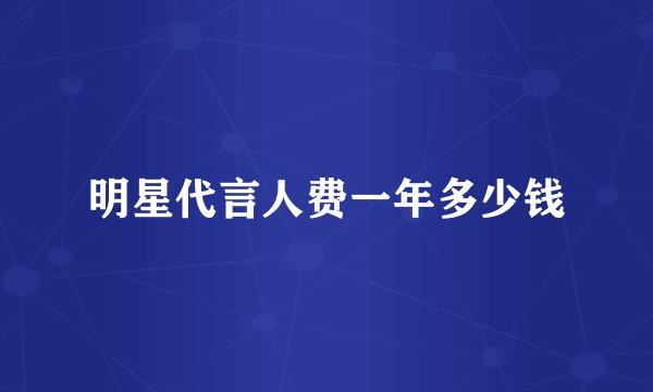 明星代言人费一年多少钱