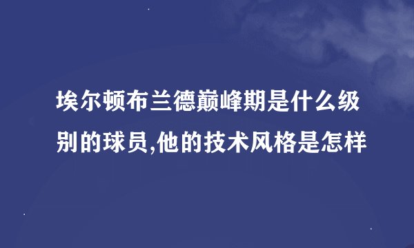埃尔顿布兰德巅峰期是什么级别的球员,他的技术风格是怎样