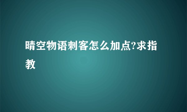 晴空物语刺客怎么加点?求指教