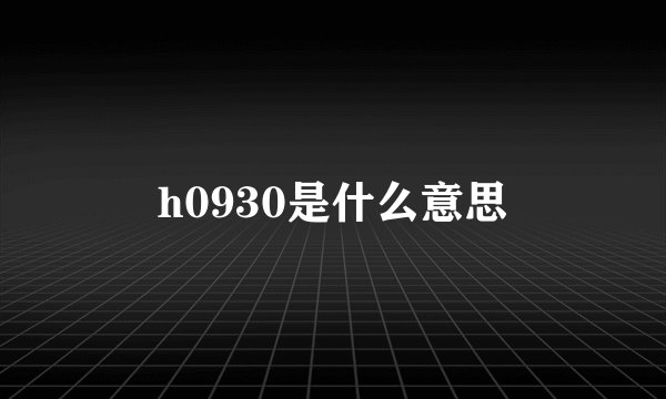 h0930是什么意思
