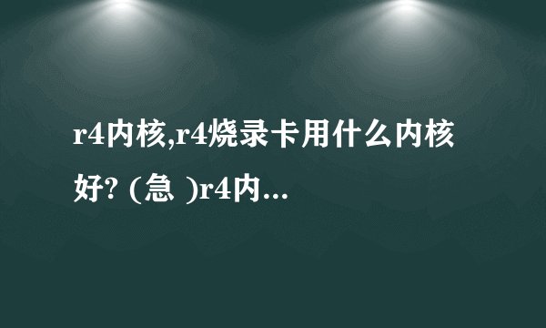 r4内核,r4烧录卡用什么内核好? (急 )r4内核如何装?