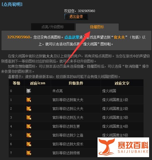 烽火战国图标怎么点亮和熄灭
