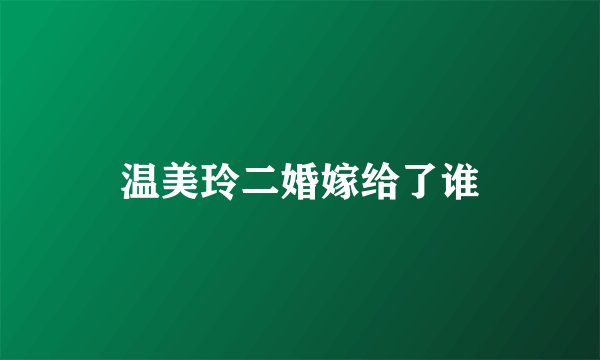 温美玲二婚嫁给了谁