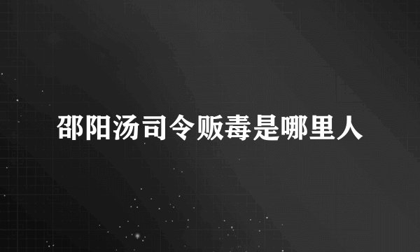邵阳汤司令贩毒是哪里人