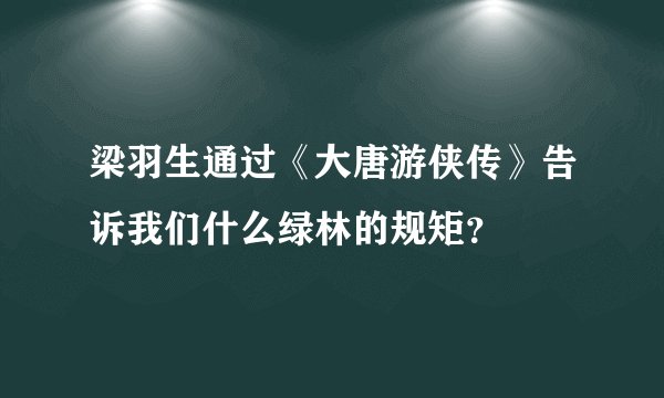 梁羽生通过《大唐游侠传》告诉我们什么绿林的规矩？
