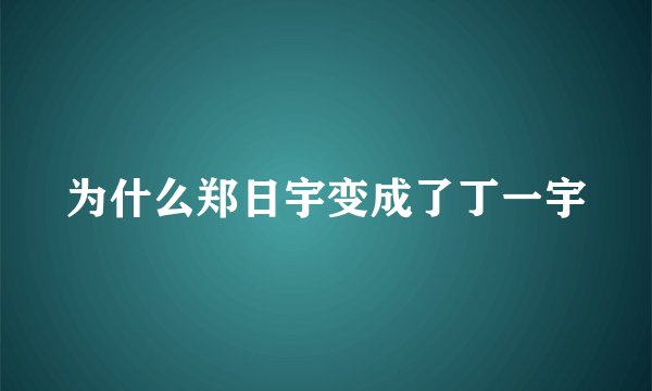 为什么郑日宇变成了丁一宇