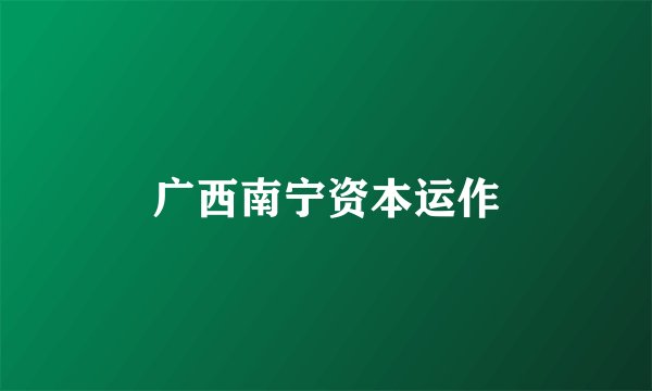 广西南宁资本运作