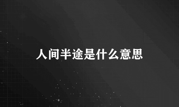 人间半途是什么意思