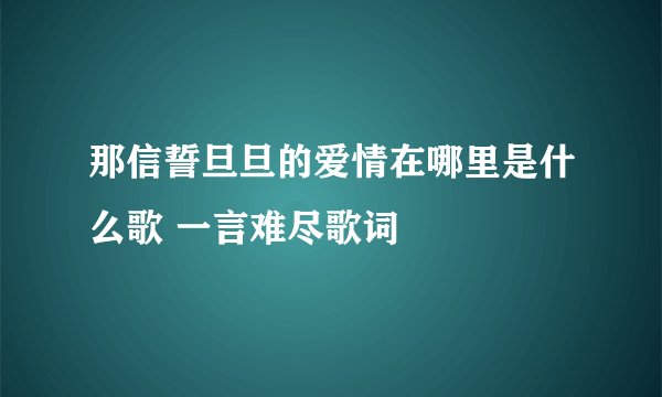 那信誓旦旦的爱情在哪里是什么歌 一言难尽歌词
