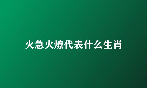 火急火燎代表什么生肖