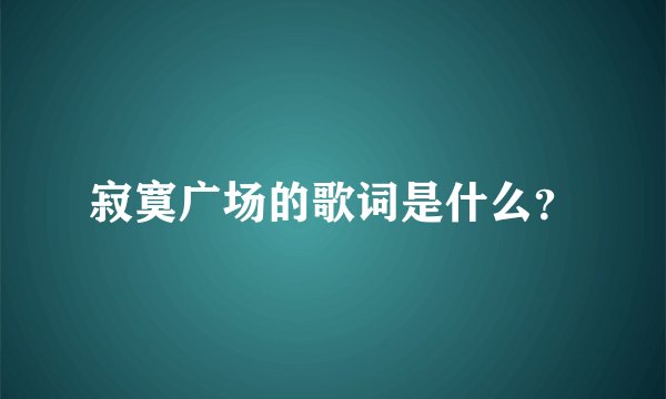 寂寞广场的歌词是什么？