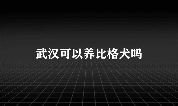 武汉可以养比格犬吗