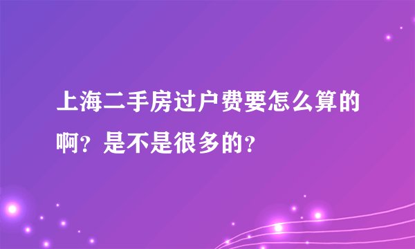 上海二手房过户费要怎么算的啊？是不是很多的？