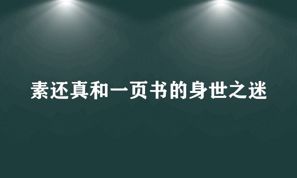 素还真和一页书的身世之迷