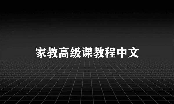 家教高级课教程中文