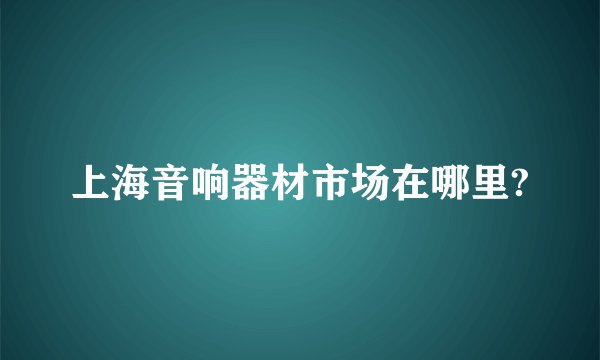 上海音响器材市场在哪里?