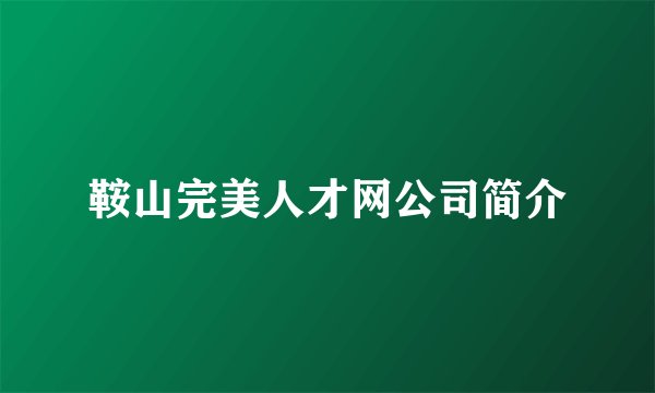 鞍山完美人才网公司简介