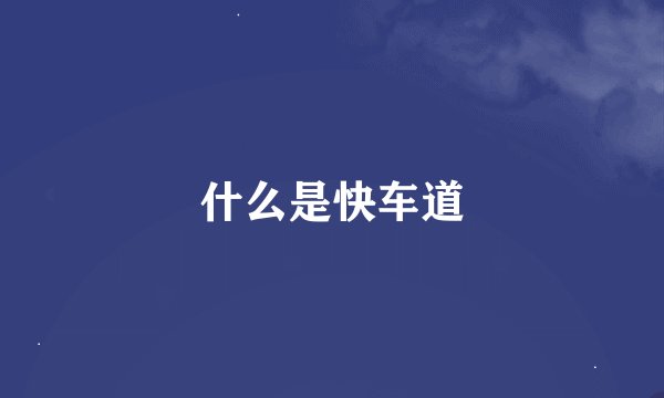 什么是快车道