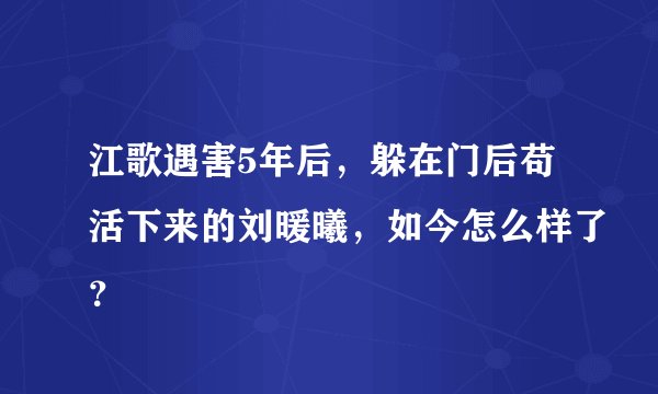 江歌遇害5年后,躲在门后苟活下来的刘暖曦,如今怎么样了?