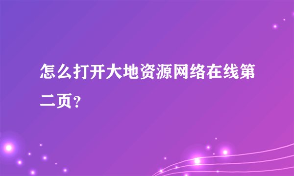 怎么打开大地资源网络在线第二页？