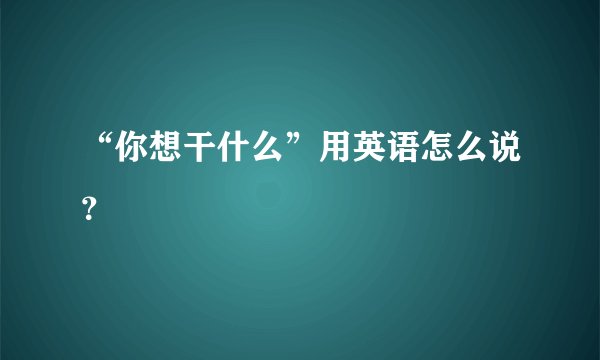 “你想干什么”用英语怎么说？