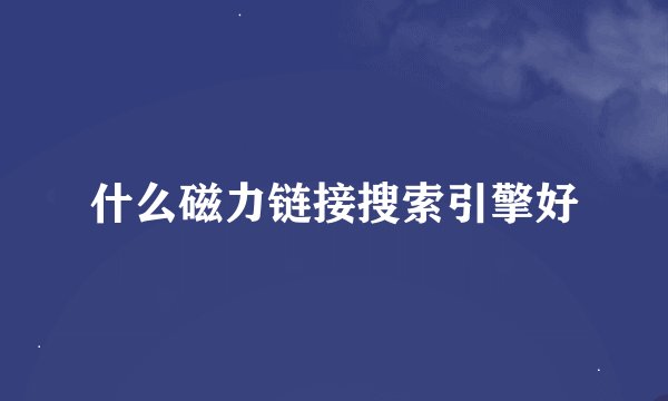 什么磁力链接搜索引擎好