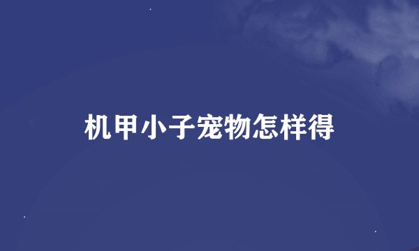 机甲小子宠物怎样得